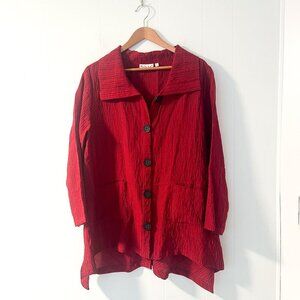 Habitat Clothes to Live In Textured Travel Lagenlook Button Tunic Top Jacket